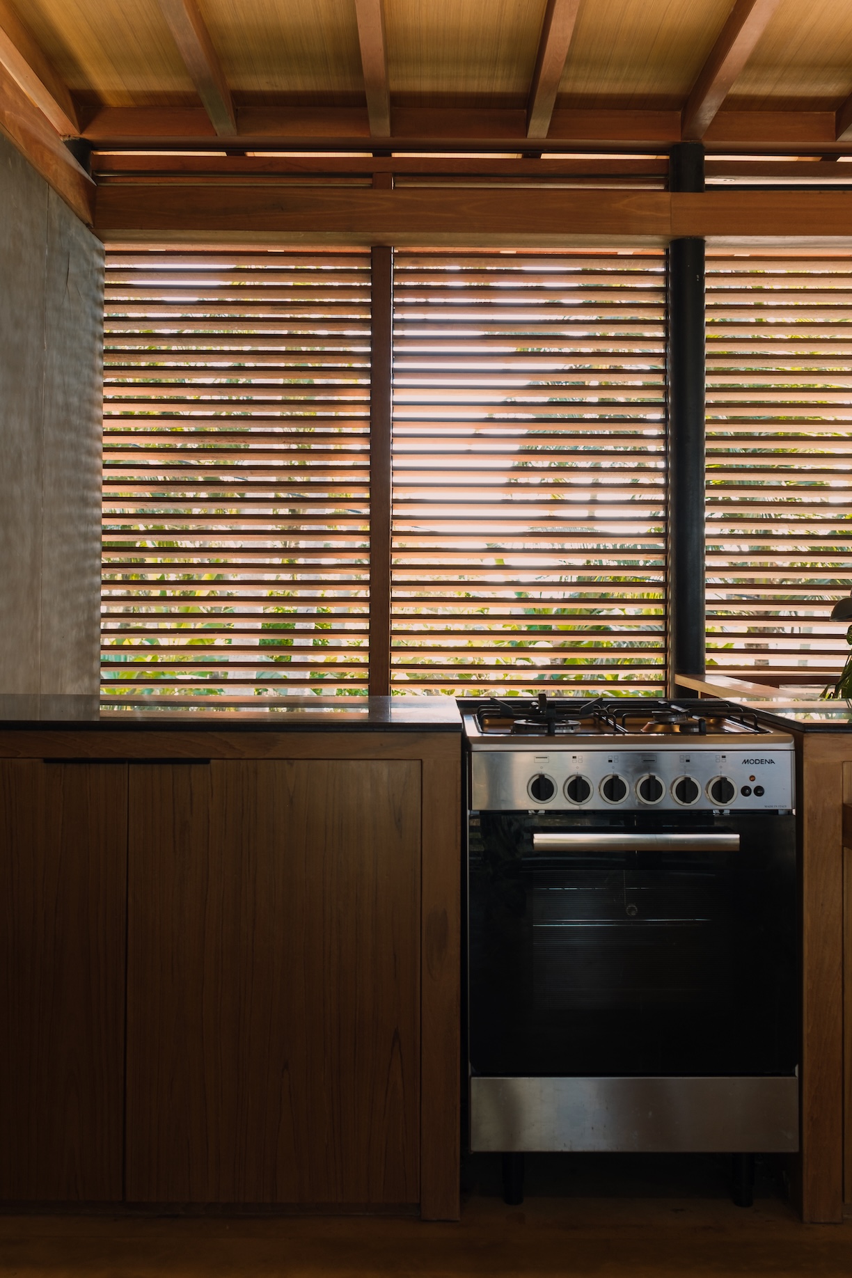 Close up view of the cooking area at the 1st villa