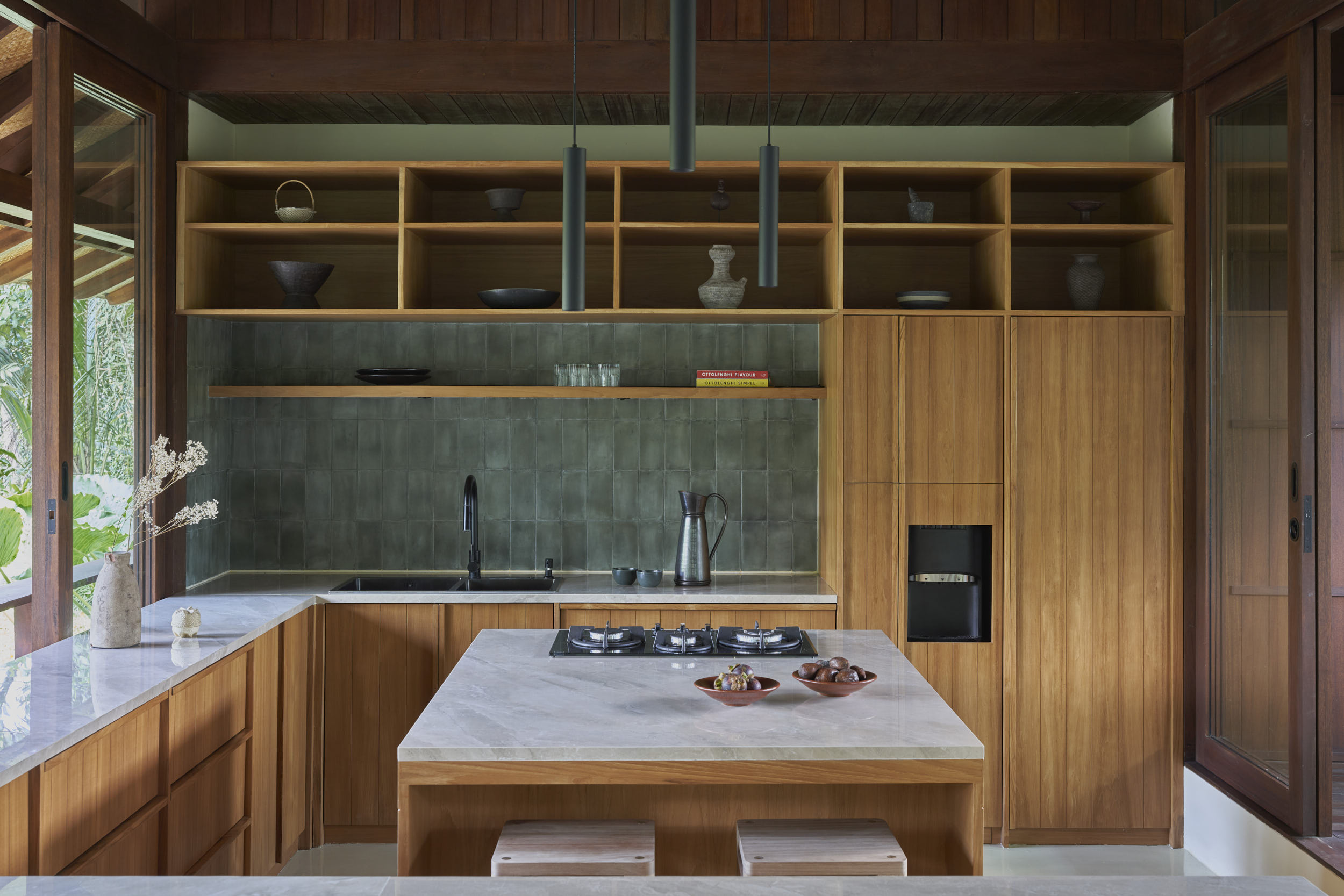 Landscape view of the kitchen space