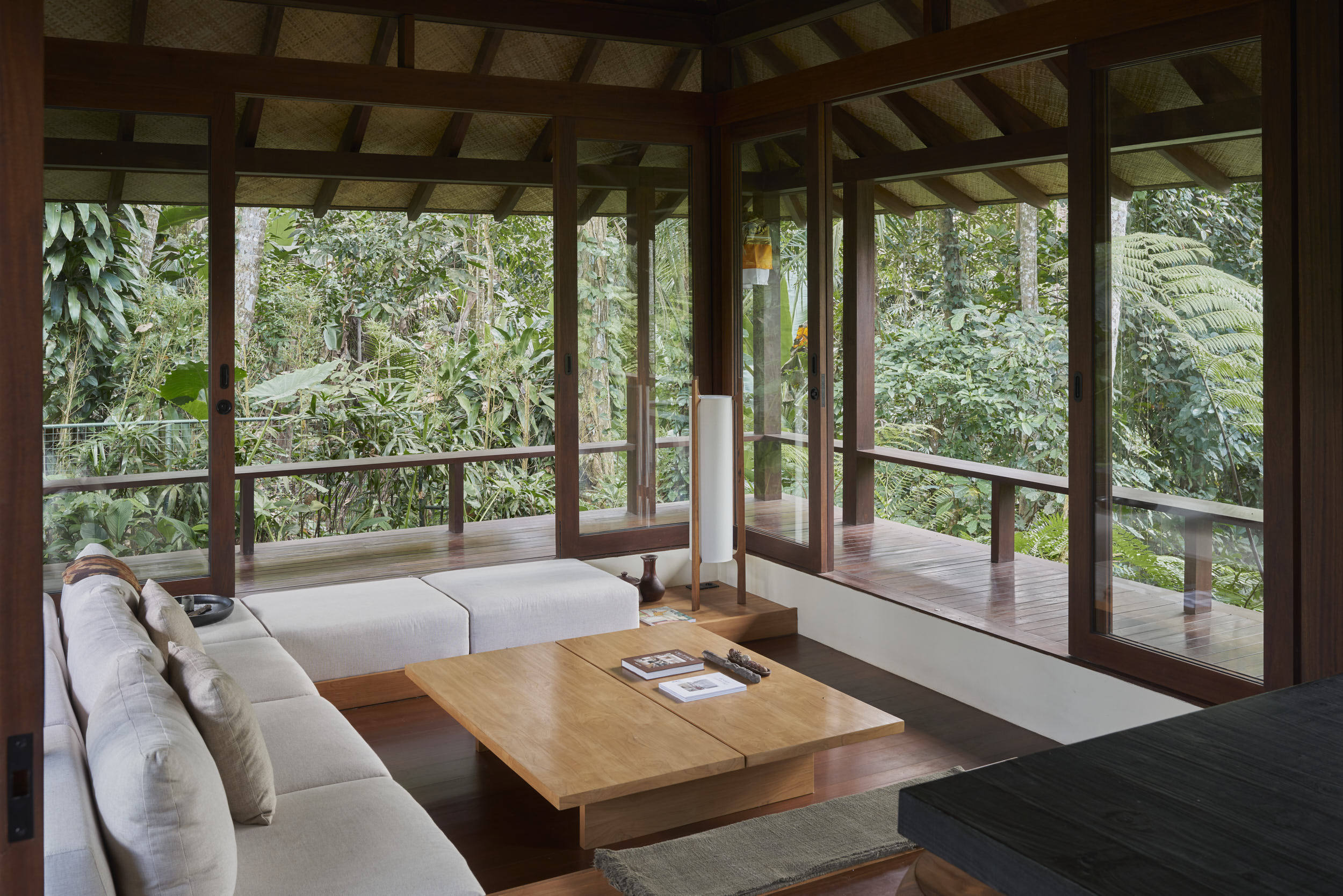 Landscape view of the sunken living room