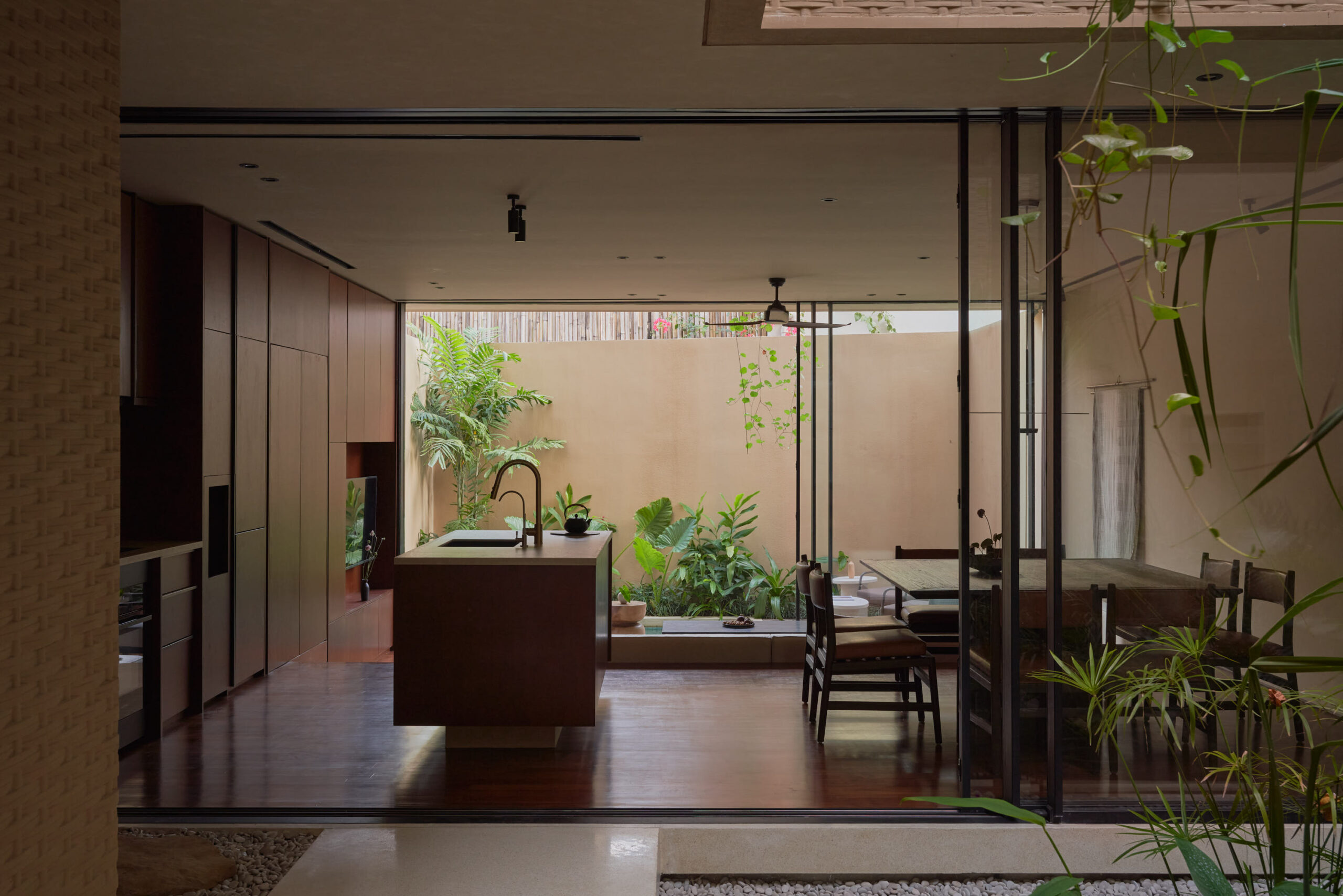 A view through the Kitchen and Dining Room