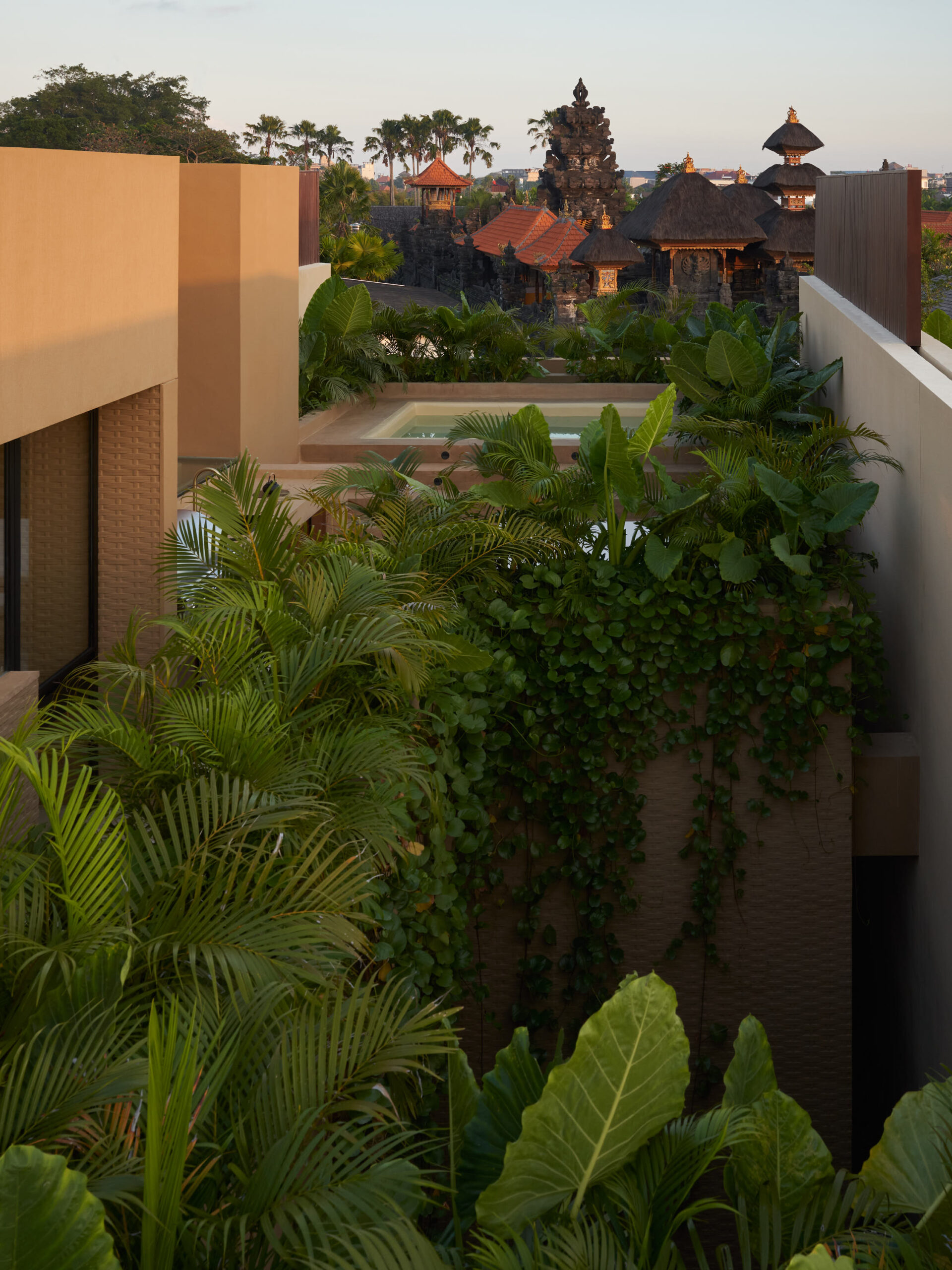 View of the roof top looking down the void of the inner courtyard