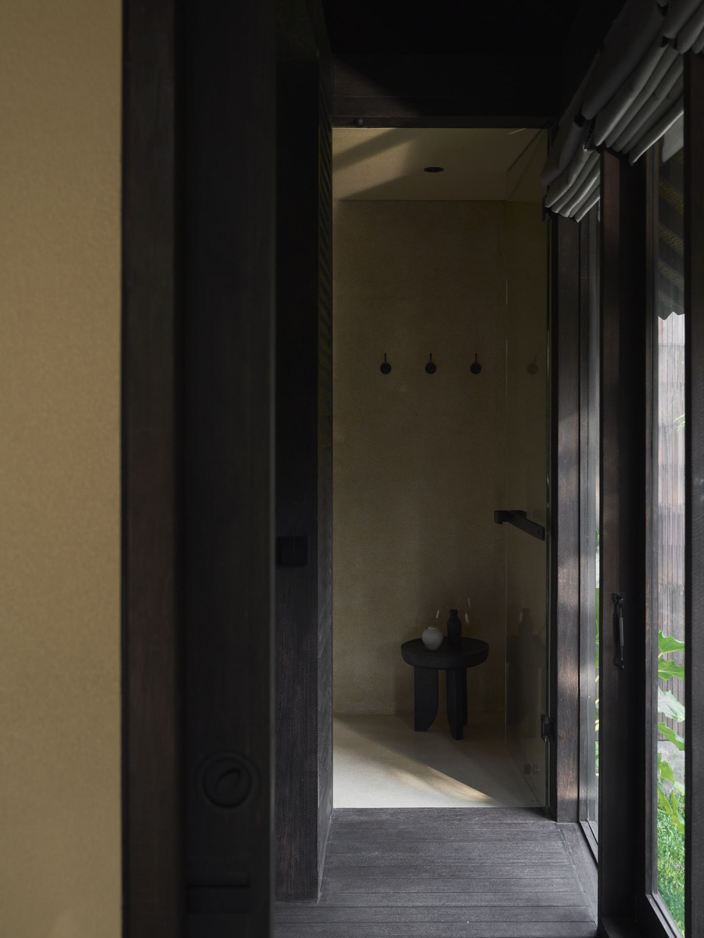 View of corridor from bedroom towards bathroom