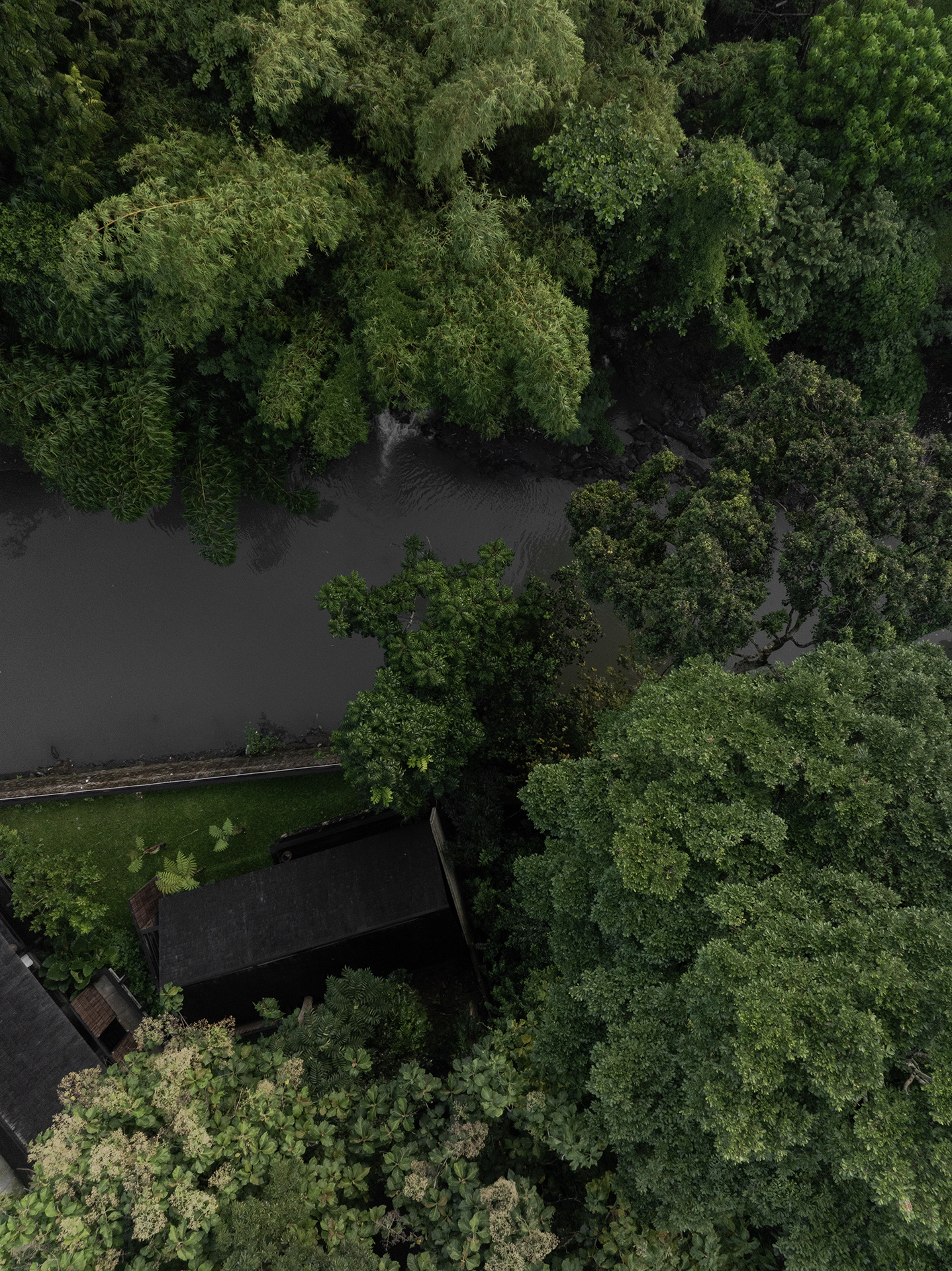 Aerial view looking down at rumah lituhayu