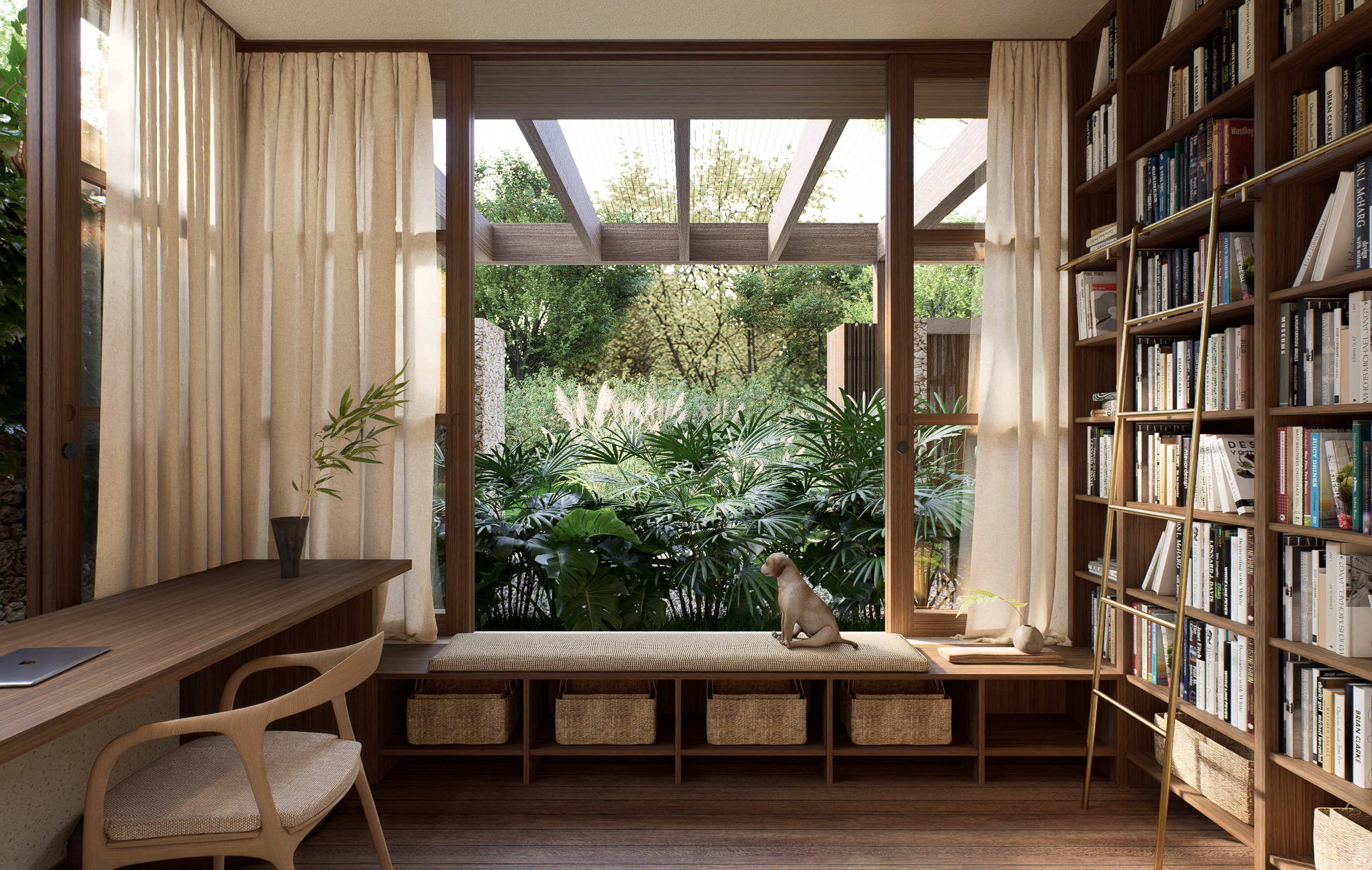 Home office space with natural light, Umah Bajang Bali