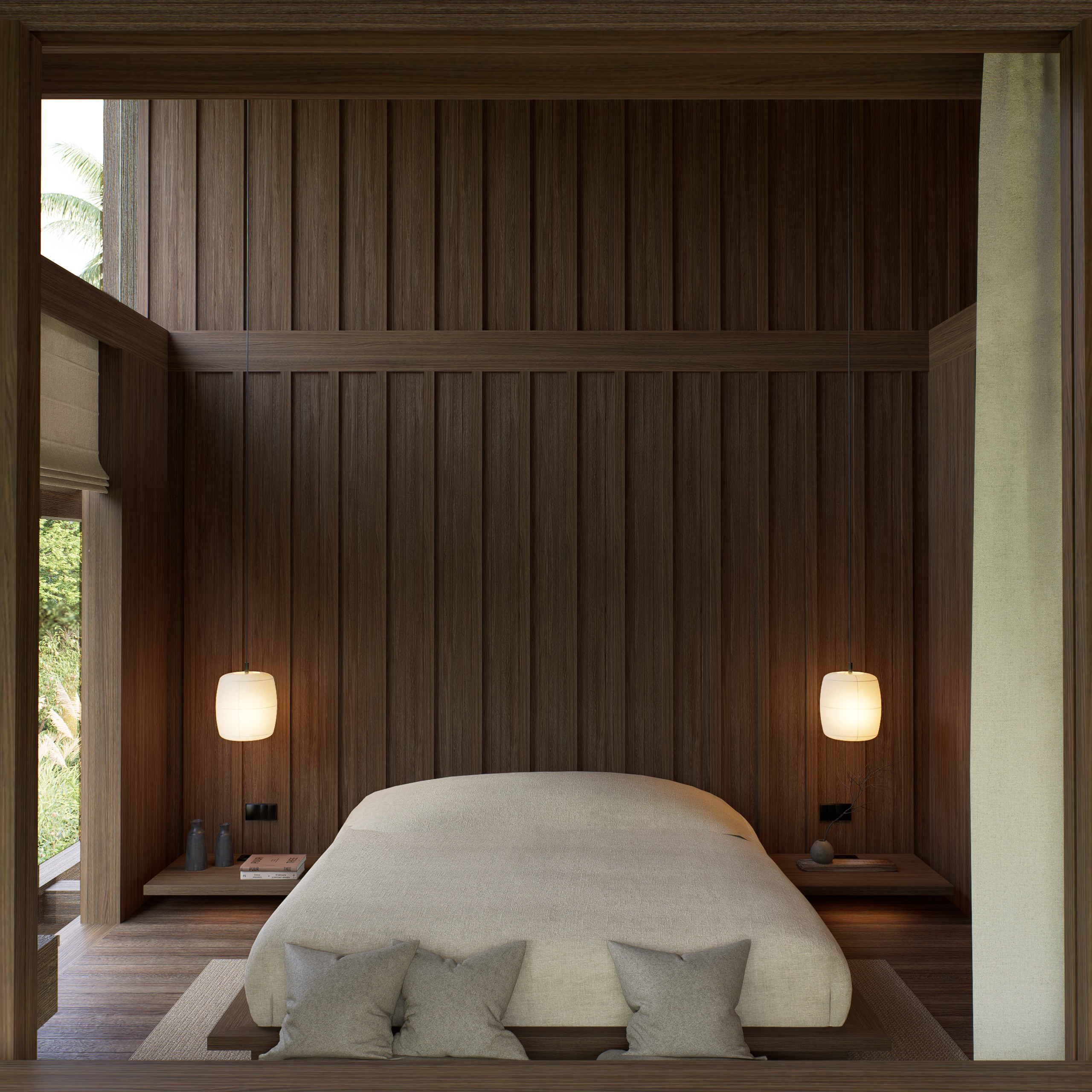 Private bedroom interior, Umah Bajang residence Bali