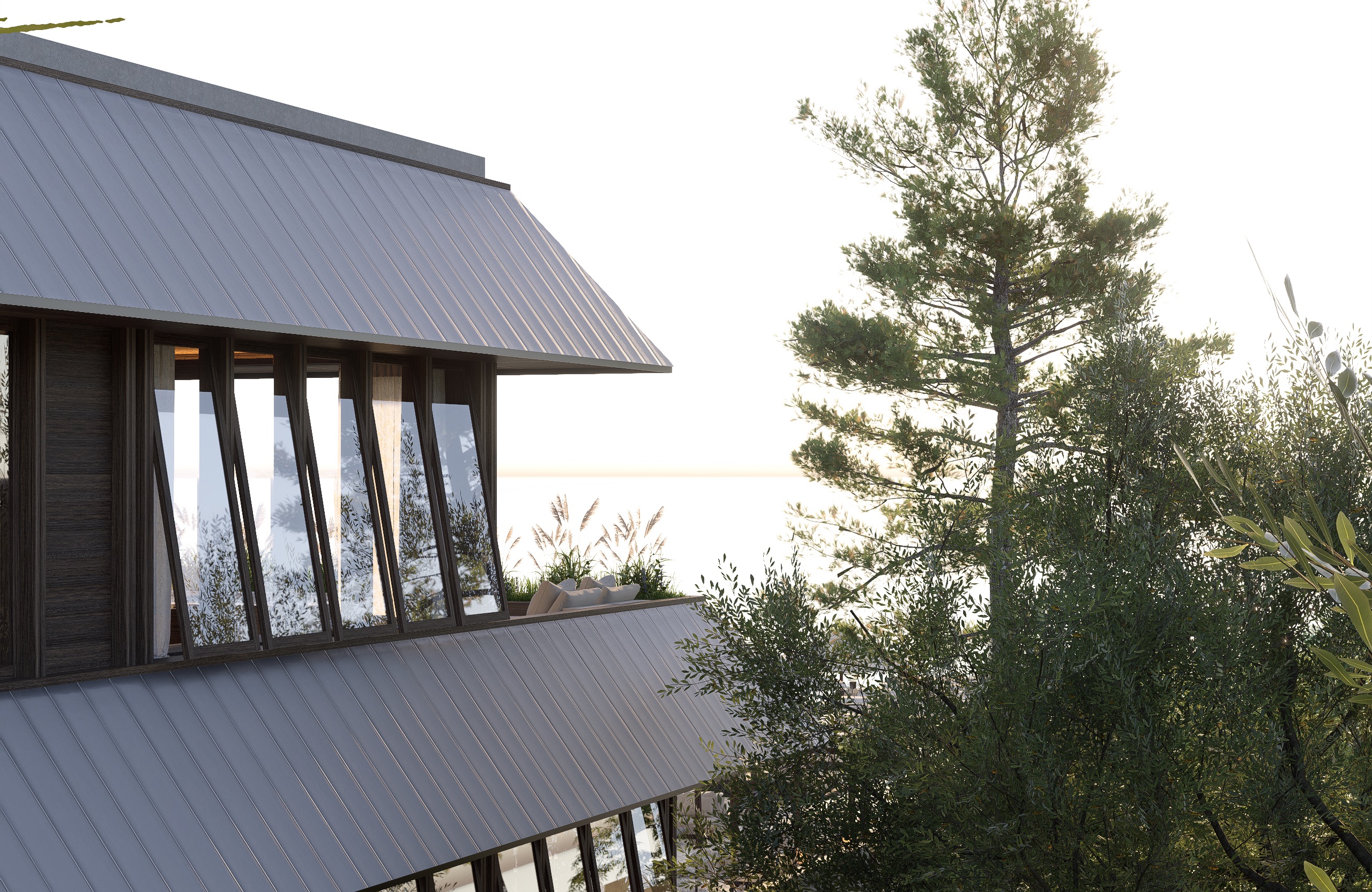 Two-layered roof inspired by traditional Sasak bale alang architecture